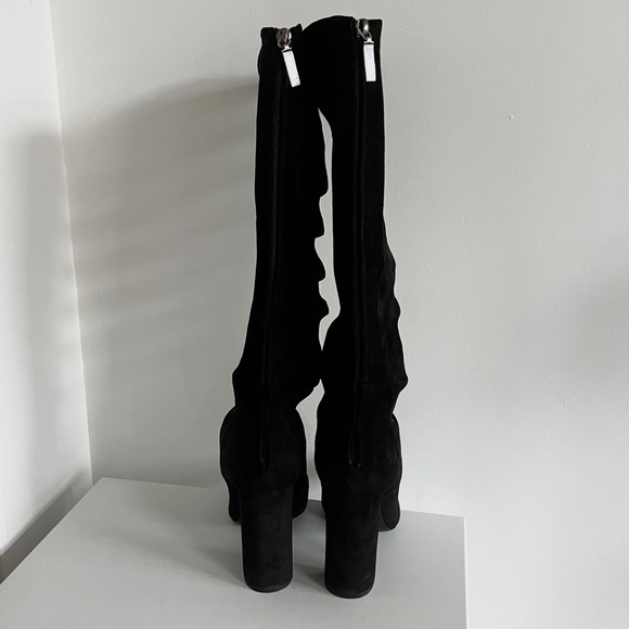 Saint Laurent black suede cut out cage Joplin 105 knee high boots - Picture 6 of 16
